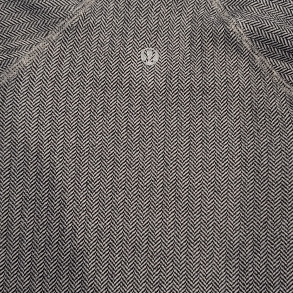 Lululemon Think Fast Long Sleeve Heathered Herringbone Silver Spoon Blk - Picture 10 of 11